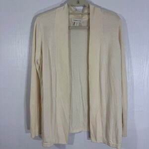 Coldwater Creek Womens Cardigan Medium 10-12 Cream Silk Blend Long Sleeve Knit‎